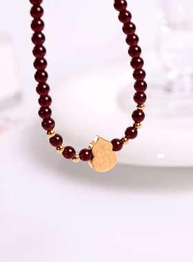 钛钢手链 百搭红色珠珠葫芦手链女高级感轻奢手串精致手饰品