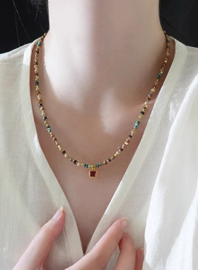 钛钢项链 新中式气质串珠项链女一年四季都可搭配锁骨链复古颈链