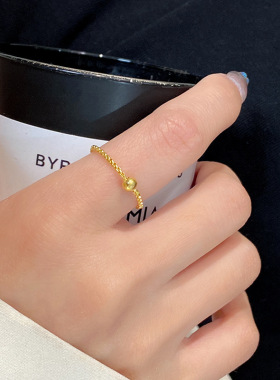 钛钢戒指 转运珠戒指女小众设计编绳链条高级感指环百搭简约