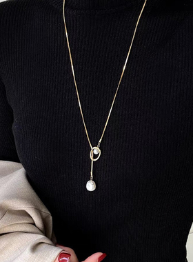 钛钢项链 气质高级感轻奢项链女小众设计秋冬新品长款毛衣链配饰