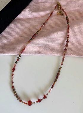 钛钢项链 新中式小众复古百搭串珠项链女显白夏季锁骨链不褪色