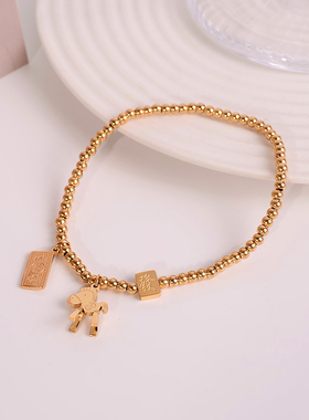 钛钢手链 小圆珠子马上有钱手链女简约时尚个性手串小众精致手饰