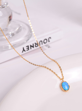 钛钢项链 氛围感超精致百搭蓝色项链女轻奢复古锁骨链配饰不掉色