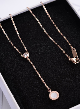 精品钛钢项链女款简约圆形玫瑰金