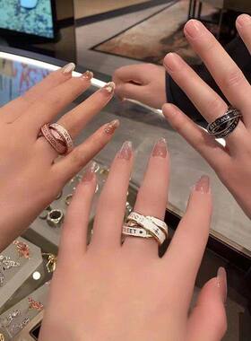 西太后土星三环搪瓷情侣戒指