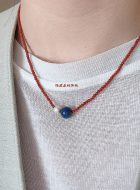 【喜悦无边】原创南红迷你珠青金石转运珠手工串珠项链女中式高级