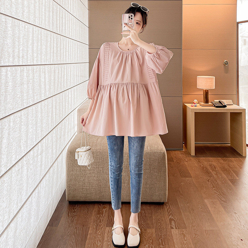 大码孕妇衬衫夏季时尚韩版设计感休闲遮肚宽松娃娃衫女200斤,淘宝优惠券,粉丝福利购,淘宝优惠卷