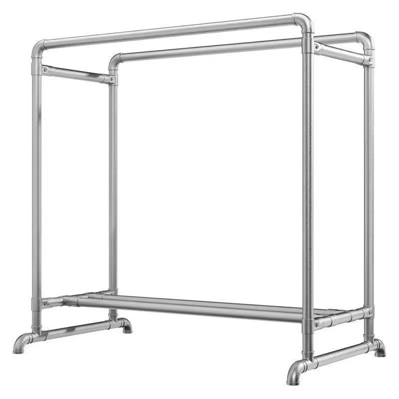 厂家晾衣架镀锌钢管加厚 落地家用立式挂衣架 双杆架水管晾衣架子 - 图3