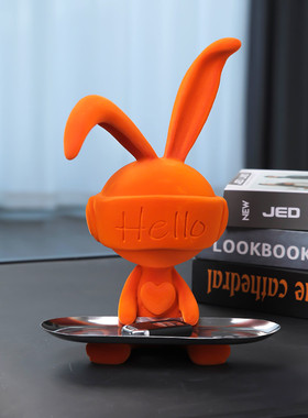 植绒兔子摆件客厅电视柜酒柜装饰品现代简约创意家居饰品新房乔迁