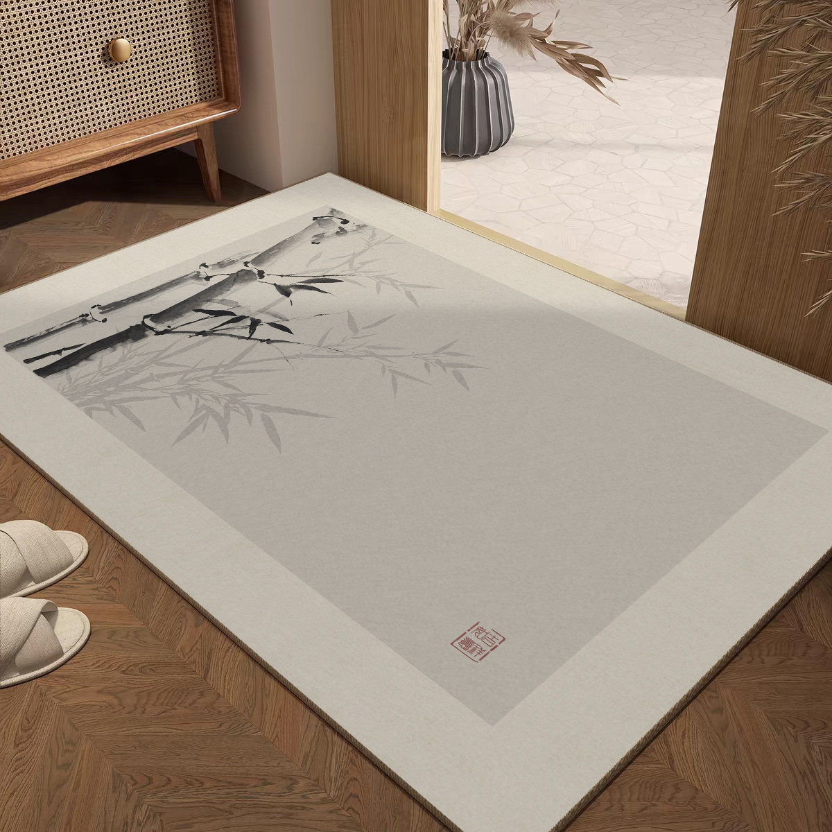 新中式地垫入户门垫耐脏防滑垫子国风竹子入户门地垫门厅玄关地毯,淘宝优惠券,粉丝福利购,淘宝优惠卷
