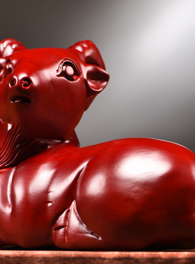 适用红花梨木雕羊摆件实木十二生肖动物羊工艺品家居客厅办公红木