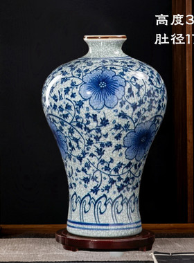 办公室仿古手绘青花陶瓷器新中式插花瓶家居客厅景德镇装饰品摆件