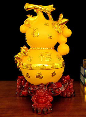 适用招财金蟾葫芦摆件风水客厅家居电视酒柜玄关装饰公司乔迁开业