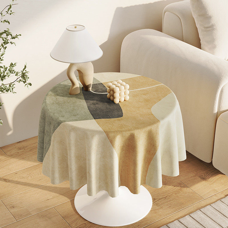 奶油风圆桌桌布高级感餐桌垫免洗防油防水大圆形茶几垫台布摆台布,淘宝优惠券,粉丝福利购,淘宝优惠卷