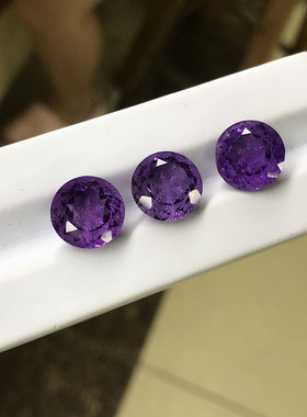 批发紫水晶白水晶纯手工雪花雕刻饰品多边形裸石装饰可代镶嵌圆形