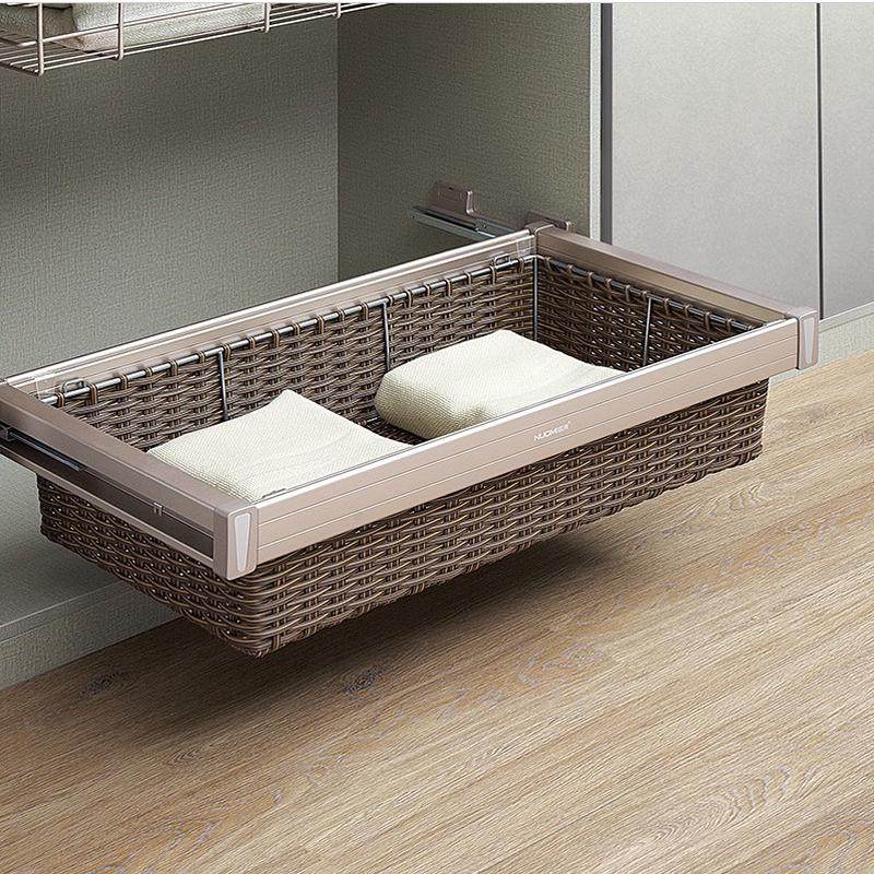 衣柜拉篮仿编藤篮阻尼收纳篮伸缩裤架衣帽间抽拉式缓冲衣物蓝,淘宝优惠券,粉丝福利购,淘宝优惠卷