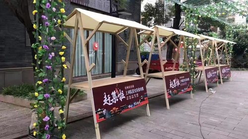 移动货架夜市摆摊市集促销架木质顶棚货架折叠木架集市摊位展示架 - 图2