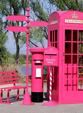 复古电话亭指示牌路牌网红店摆件大型拍摄道具加油机邮筒铁艺模型