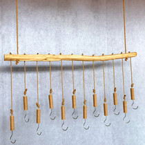 Magasin de vêtements Pendentifs en bois massif Retro Boom Vêtements pour femmes Magasin de vêtements pour enfants Hooks Hanger Rack Suspended Ceiling Suspended Hanging Clothes Rack