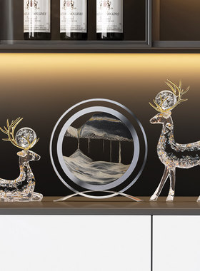 一鹿相伴流水生财高级感树脂鎏金