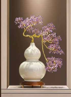 入户玄关紫水晶葫芦陶瓷高档摆件新中式客厅紫气东来招财乔迁礼物