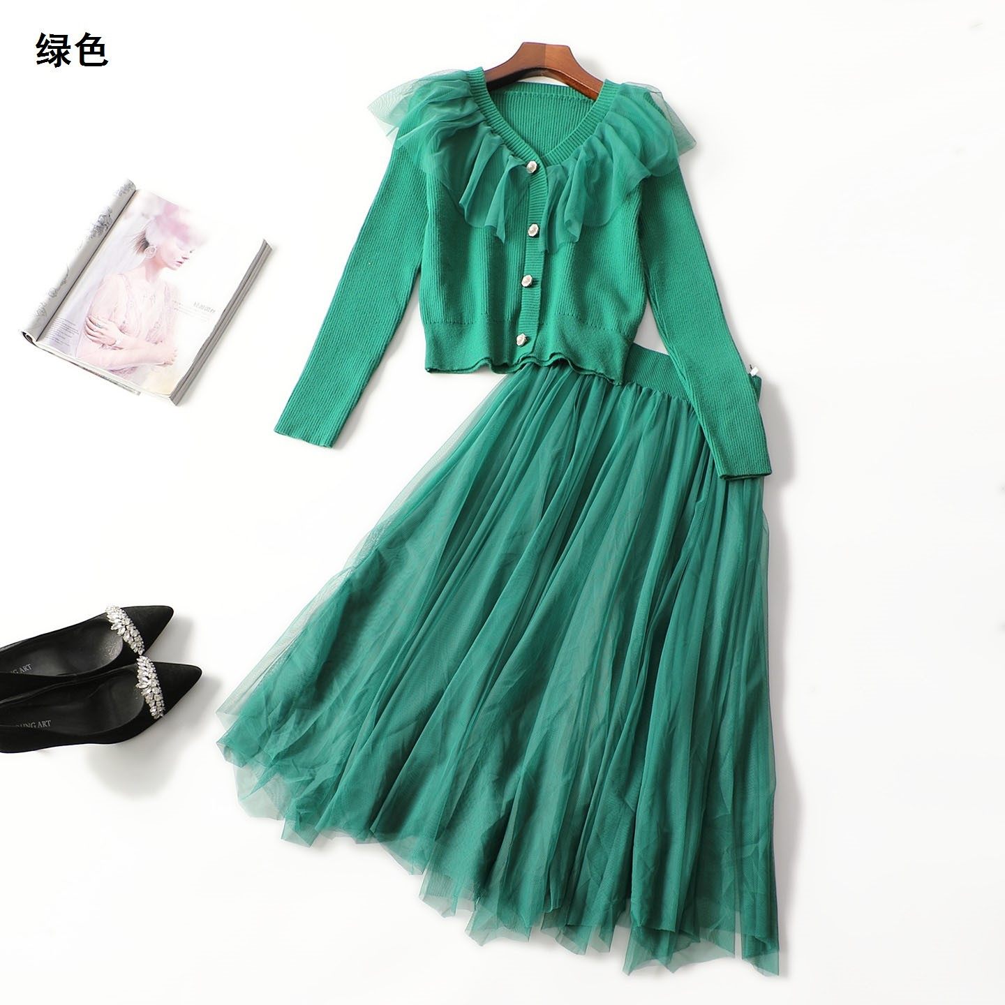 248160 秋针织衫半身裙套装 女中长款九分袖套头,淘宝优惠券,粉丝福利购,淘宝优惠卷