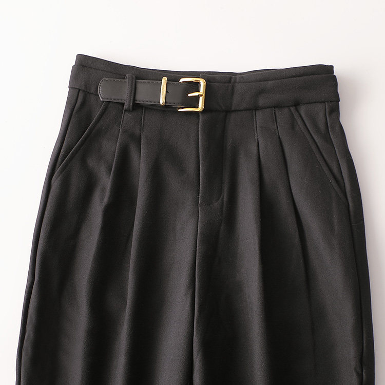 244731 冬休闲裤 女长款纯色热销中高腰垂感通勤风宽松显瘦版