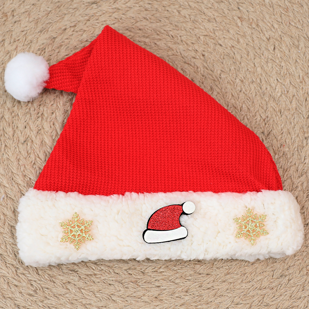圣诞帽子高档圣诞礼物华夫格圣诞节儿童成人帽圣诞节装饰品网红款 - 图1