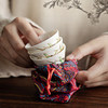 Suet-fat jade ceramic travel tea set, one pot and three cups, bamboo section, portable kung fu tea set, white porcelain set