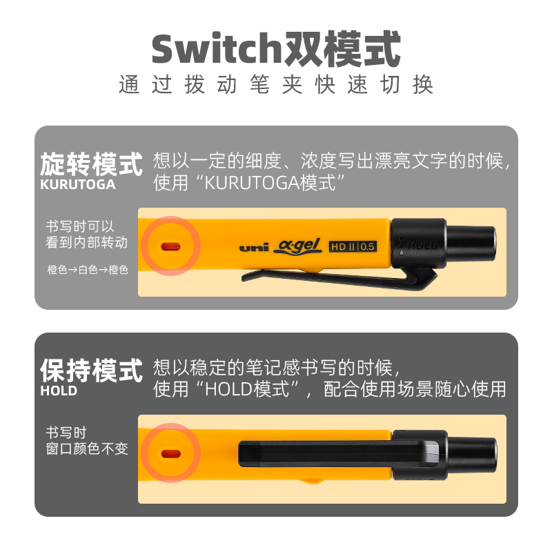 日本UNI三菱M5-1009GG SWITCH旋转双模防疲劳学生自动铅笔0.5mm - 图1