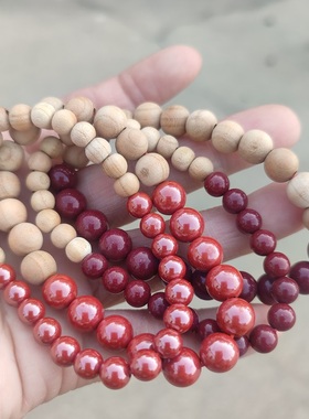 朱砂桃木手串女款饰品无漆桃木珠