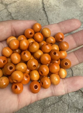 大孔木头散珠子圆珠佛珠念珠DIY手工配件手串手链10mm隔珠子大号