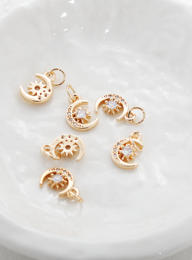 保色锆石小吊坠diy饰品配件