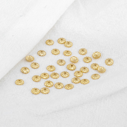 14k包金18k保色银色花托花帽4.5mm珠托V diy饰品手工配件100个一 - 图0