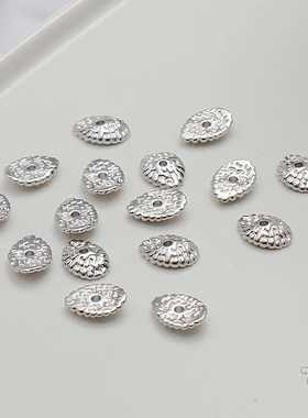 18K包金保色麻点凹面8mm平片隔片手链项链隔珠DIY饰品垫片耳配件