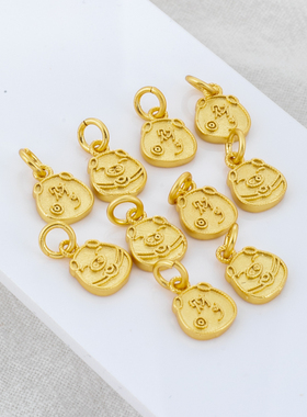 哑金卡通发财猪吊牌diy饰品