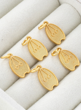 保色哑金双面花苞形吊坠diy饰品