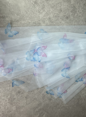 【飞舞蝶】新娘蓝色蝴蝶头纱
