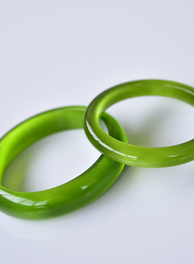 韩版正品细款橄榄绿猫眼石手镯时尚水晶镯饰品女猫眼效应明显天然