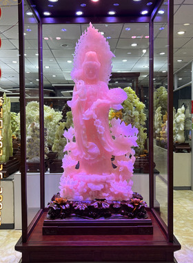 精品大型玉石雕件乘龙如意观音