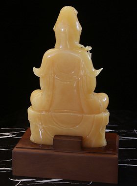 天然玉石精品玛瑙黄玉雕观音摆件