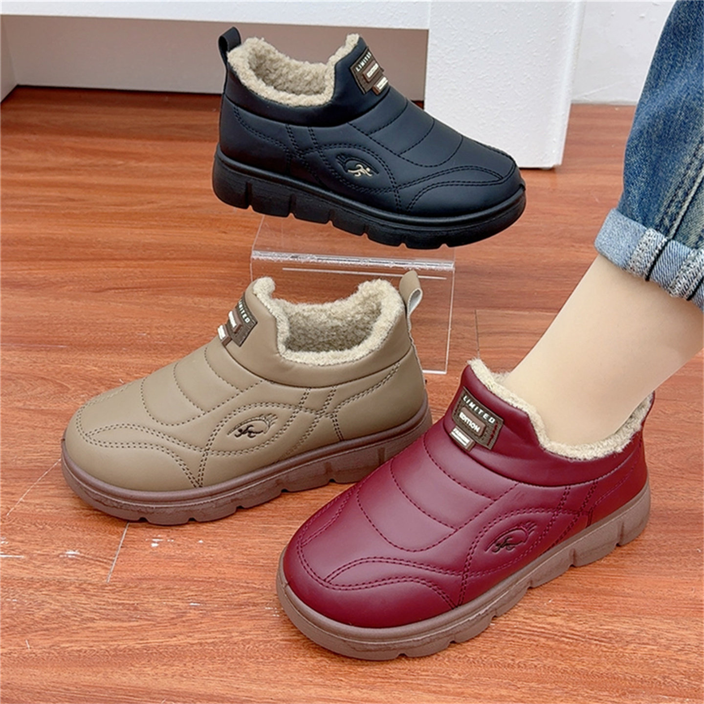 休闲百搭舒适加厚保暖女棉靴低帮厚底防水妈妈鞋老北京休闲女棉靴,淘宝优惠券,粉丝福利购,淘宝优惠卷