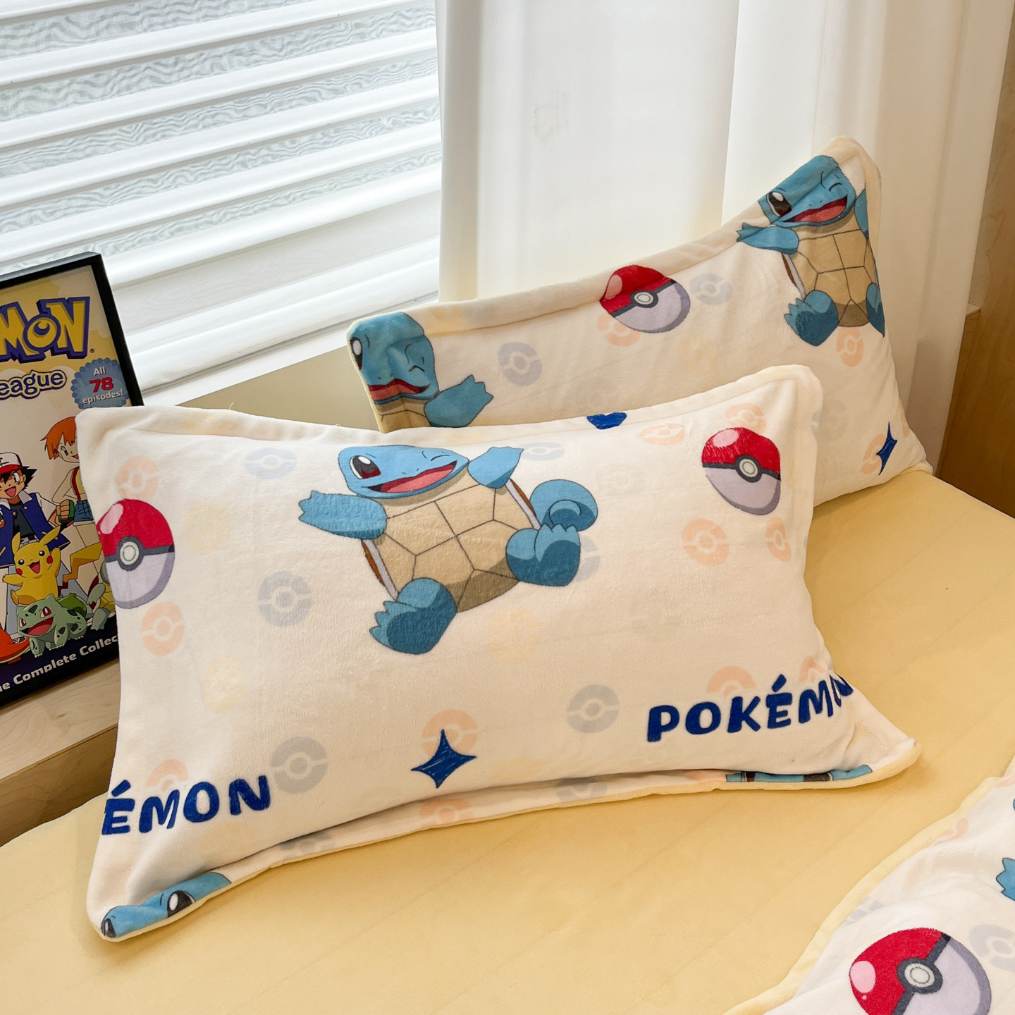 杰尼龟牛奶绒床上四件套宝可梦冬季加绒被套可爱学生床单人三件套,淘宝优惠券,粉丝福利购,淘宝优惠卷