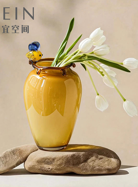 轻奢手工琉璃小蜜蜂花瓶收纳摆件