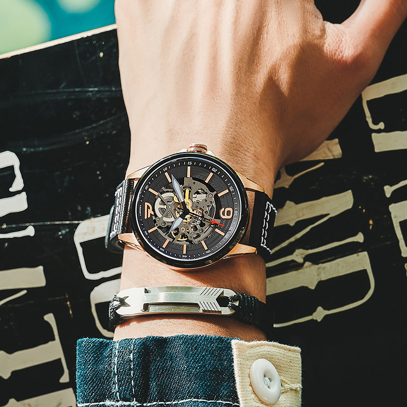 双面镂空全自动黑科技瑞士机械表 佩恩特手表国产腕表