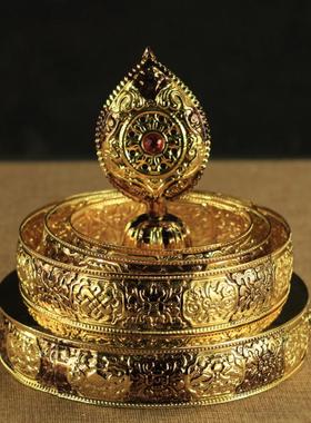 藏传雕刻合金双色曼扎盘