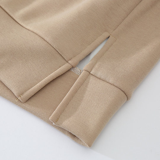 秋冬新款韩版圆领加绒加厚宽松纯色长袖侧开叉加长款连衣裙女装