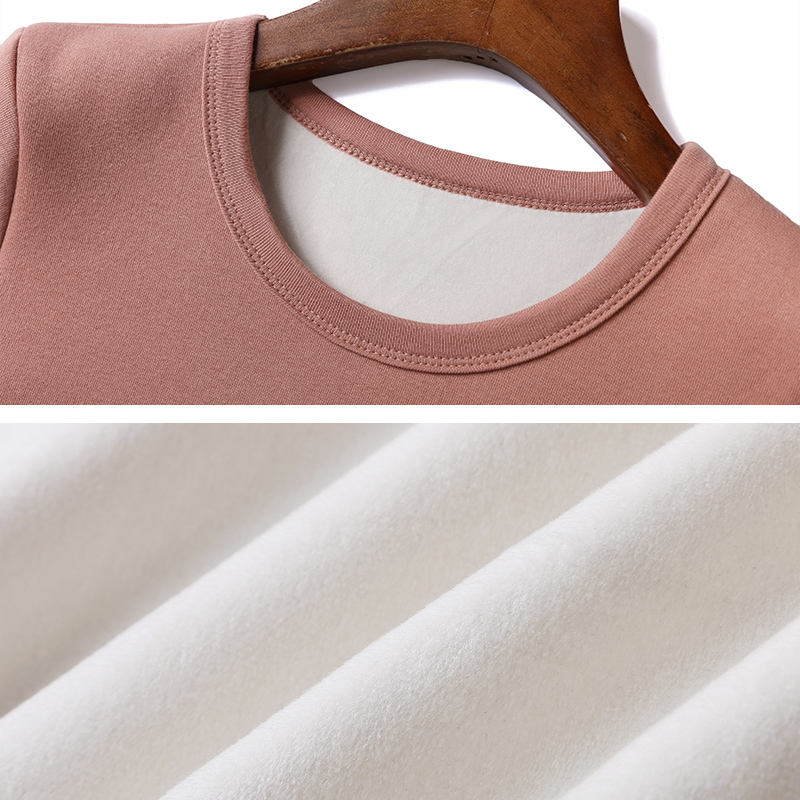 冬季新款韩加绒加厚修身纯白保暖圆领长袖体恤打底衫女装上衣T恤 - 图2