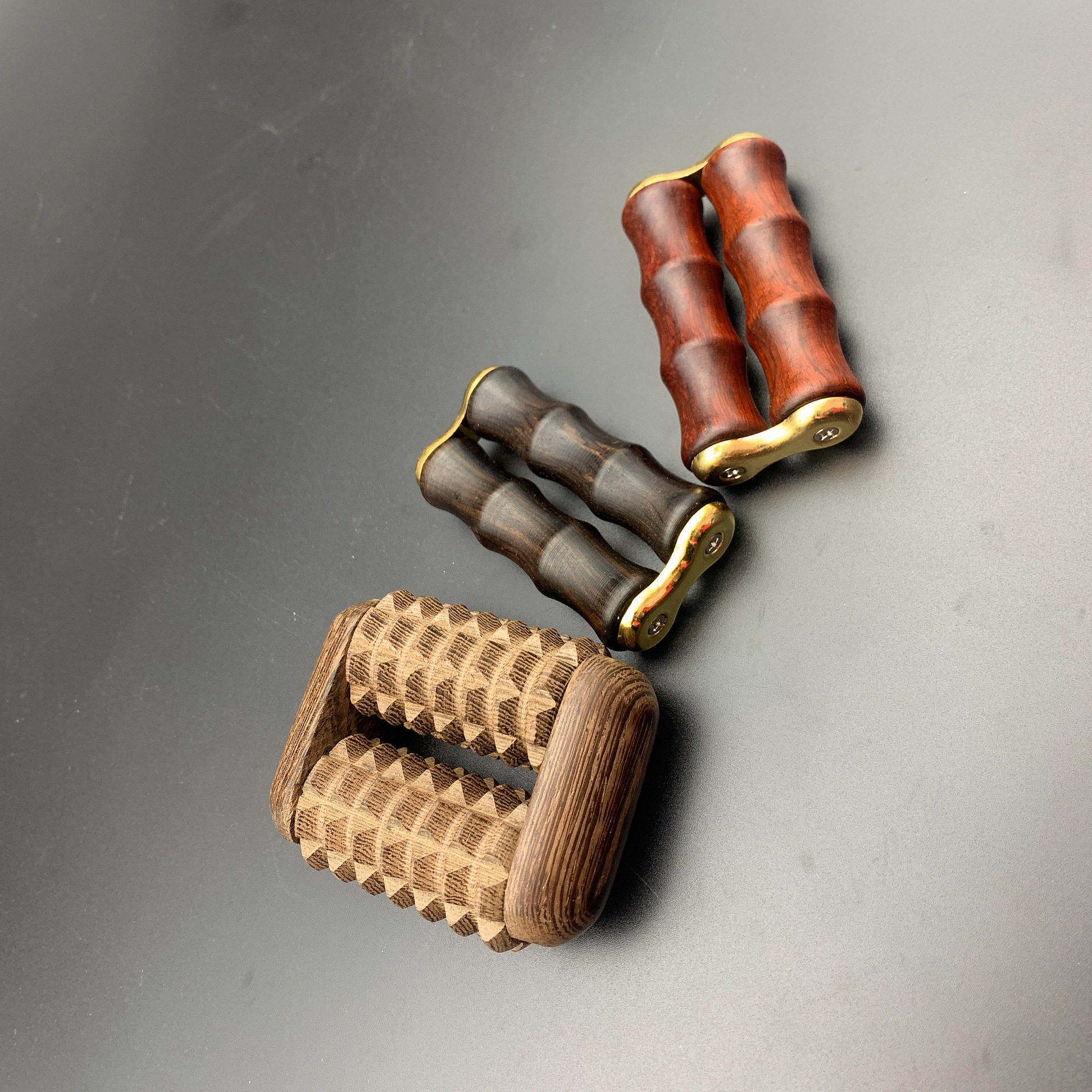 手部按器乌木紫檀按器鸡翅木手掌滚轮按器木质按器