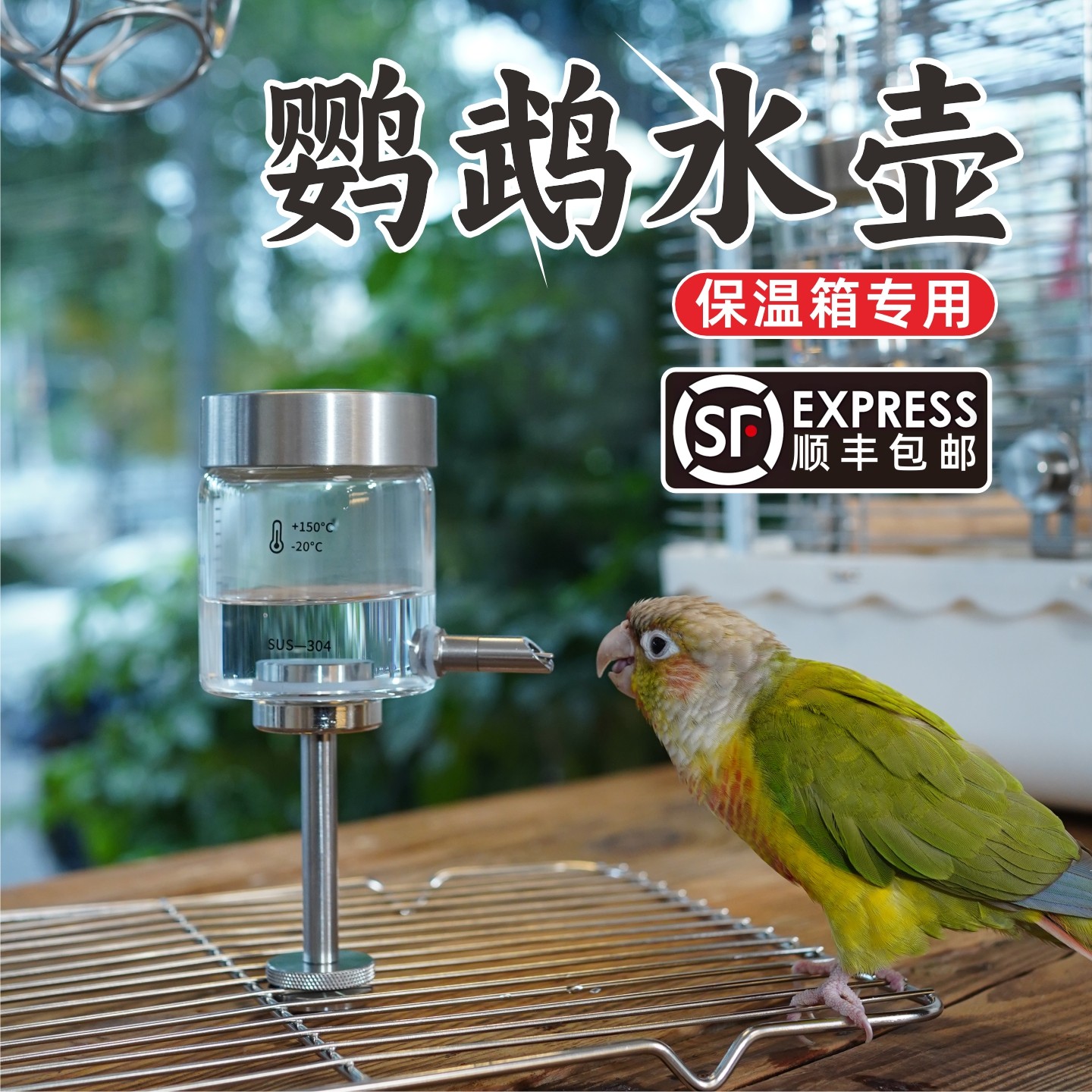 鹦鹉撞针水壶外出笼顶保温箱底网笼内磁吸牡丹小太阳自动饮水器,淘宝优惠券,粉丝福利购,淘宝优惠卷